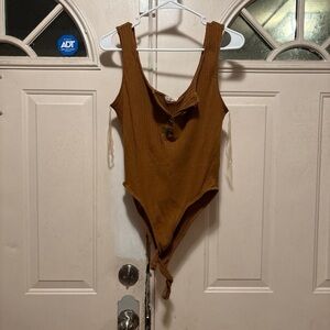 Heart Hips Brown Ribbed Bodysuit